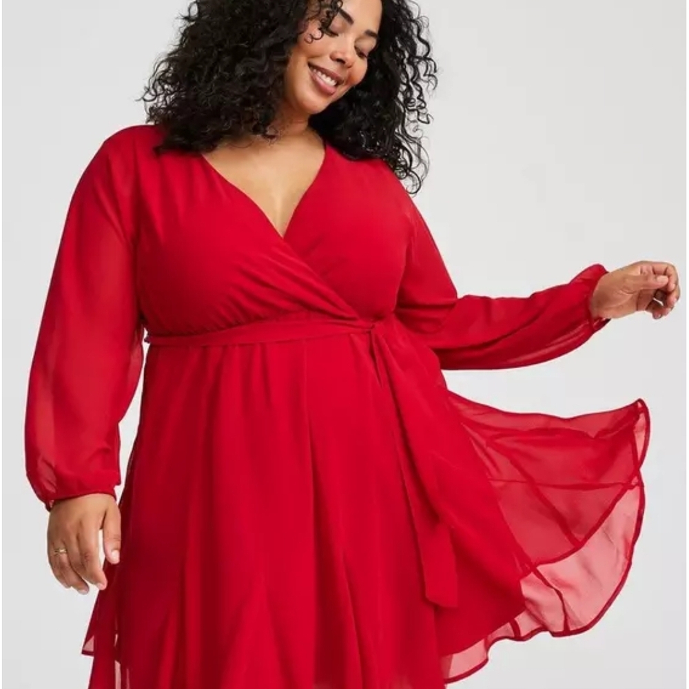 Chiffon Surplice Mini Dress